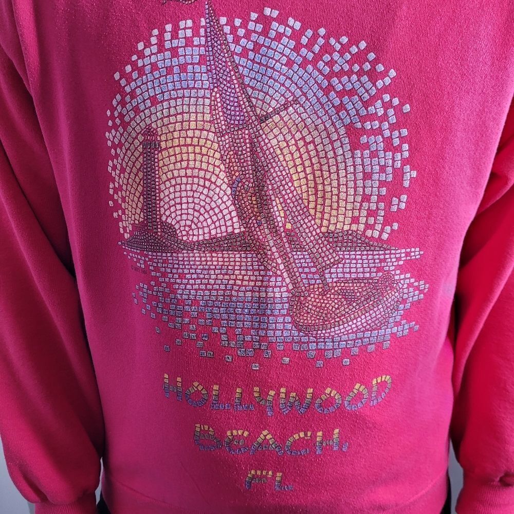 VINTAGE 90s sweatshirt Hollywood Beach FL mosaic crew neck unisex L - Picture 8 of 8